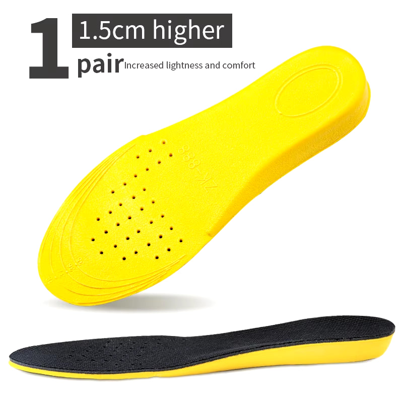 Invisiable Height Increase Insoles for Women Men Heel Lift Yellow Shoes Sole Pad Breathable Shock Absorption Feet Care Cushion