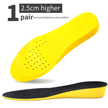 Invisiable Height Increase Insoles for Women Men Heel Lift Yellow Shoes Sole Pad Breathable Shock Absorption Feet Care Cushion